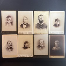 VTG Antique Cabinet Card Photo Set 8 Portraits Men Women Ohio Philly MN 1800’s picture
