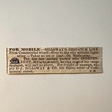 J. Silloway & Co. For Mobile From Commercial Wharf 1860 Boston Ad 5AK9-S50 picture