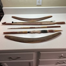 Aboriginal Handcrafted Vintage Australian Artifact hunting tools: boomerangs,etc picture