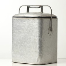 Antique Milk Box Metal with lid clamp 1950's vintage picture