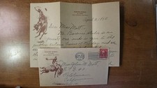 1928 Santa Barbara CA Edward Borein El Paseo Illustrated Cowboy Bronco Letter picture