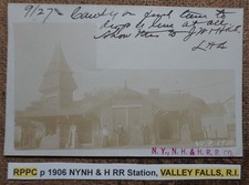 RPPC p 1906 NYNH & H RR Station, VALLEY FALLS, Rhode Island. REAL PHOTO POSTCARD picture