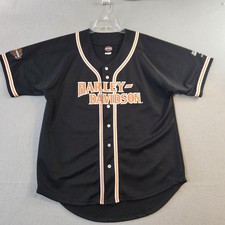 Harley Davidson Baseball Jersey Mens L Black Gerencers HD Indiana Embroidered picture
