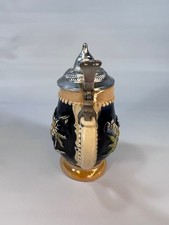 Vintage West German Mini Beer Stein Cobalt Blue Dancing Couple Pewter Lid DBGM picture