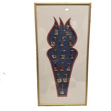 Vtg Coca Cola Olympics “Torch Through The Years” Pin Collection 1936-1996 Framed picture