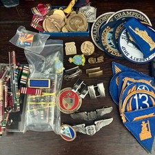 Vintage WWII USAAF Military Militaria Lot Air Force Navy Patches Medals Ribbons picture