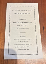 FREE SHIP 1942 Allen Auxiliary Association Allentown PA 1942 Masonic Temple picture