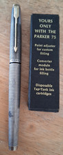 Vintage Parker 75 Cisele FlatTop Sterling Silver Fountain Pen W/ 14K Gold nib 65 picture