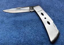 Unusual Zachary Crockett Stainless Single Blade Pocket Knife With Inverted Logo picture