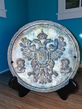 Antique 19C Russian Armor Coat of Arms Silver Plate wall Plaque picture