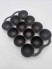 Antique No 9 Cast Iron Golf Ball Gem Pan Griswold Waterman Style Raised # EARLY picture