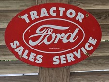 Vintage Large Ford Tractor Sign Gas Service Station Pump Motor Porcelain Sign picture