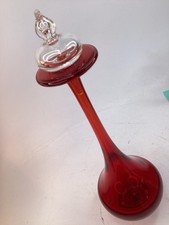 14” Vintage 1920’s BRAZIL red glass Art Glass Perfume Bottle  (B1) picture