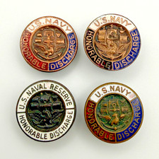 Vintage US Navy Honorable Discharge Veteran Lapel Button Badge WWII Lot of 4 picture