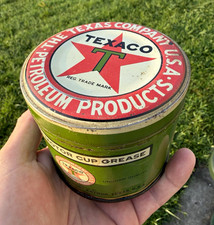 Texaco Vintage Motor Cup Grease 1 lb Metal Advertising Can Gas & Oil picture