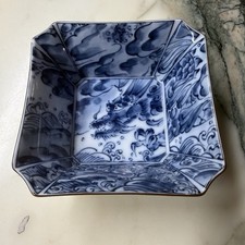 Blue & White Hand Painted Porcelain Dragon Square Bowl/Dish Chinese Mark picture