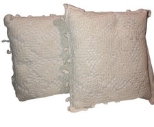 Heritage Lane Vintage Crochet Lace 14” 2 Pillows White Cottage Chic picture