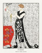 1921 Art Deco French Fumée: Robe du soir, de Beer  Advertisement Poster Print picture