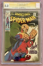 1969 AMAZING SPIDER-MAN CGC SS 8.0 SIGNED BY STAN LEE & JOHN ROMITA KINGPIN APP picture