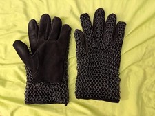 Medieval Blackened Chainmail gauntlets picture