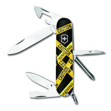 Victorinox Swiss Army YELLOW CAUTION TAPE BLACK TINKER Knife Knives Multi Tool picture