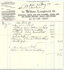 1910 Camden, NJ Plumbing Billhead - D. A. Croker picture