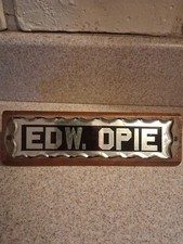 Rare Scalloped Glass Edw.Opie Architectural Salvage Art Advertising Sign picture