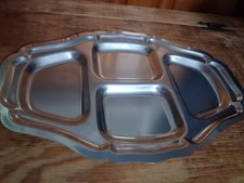 VINTAGE STAINLESS STEEL SERVING TRAY picture