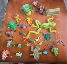 Vintage Frog Figurine Collection Lot Rubber Plastic Frogs Toads 90s Collectible picture
