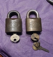 2 Vtg Antique CORBIN BRASS Padlocks W/Keys 1909 PATENT  picture