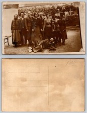 Vintage Real Photo Postcard Large Family Group Portrait Sepia RPPC 1930s picture