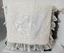 VTG Marghab  Fine White Hand Embroidered Organdy Lace Pillowcase - Wild Duck picture