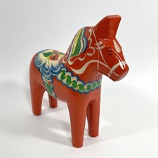 Nils Olsson Swedish Red Dala Horse Wood Figurine Hand Painted Folk Art 10