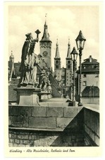 Würzburg Germany Alte Mainbrücke Bridge Rathaus RPPC Real Photo Postcard Unused picture