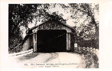 Indiana IN Postcard Real Photo RPPC c1940s DARLINGTON Covered Bridge Sugar Creek picture