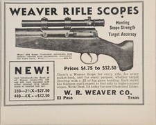 1937 Print Ad Weaver Rifle Scopes for Hunting & Target Rifles El Paso,Texas picture