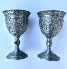 TNC LEGENDS OF THE BRITISH ISLES PEWTER GOBLETS MERLIN/VIKING INVASION LOT OF 2 picture
