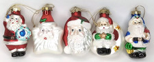 Vintage 1990s Thomas Pacconi Glass Santa Christmas Ornament Set Of 5 picture
