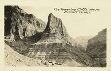 The towering cliffs above Hermit Camp Grand Canyon AZ RPPC Photo Postcard COPY picture