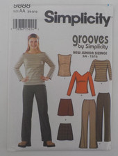 SIMPLICITY PATTERN #9888 JRS WARDROBE 3/4-9/10 TOPS PANTS SKIRT UNCUT PRINT 2001 picture