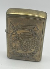 Vintage 1997 Barrett Smythe Zippo Lighter Indian Chief Brass Matching G XIII picture