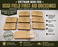 Lot of 10 Vietnam War USGI Field First Aid Dressings 4x7 NOS 1967 Sealed picture