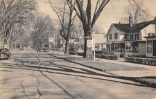LAKEVILLE, CT, MAIN ST, STORES, MOBIL GAS STATION, CARS, COLLOTYPE PUB 1930-40's picture