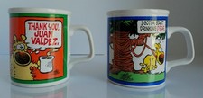 Lot 2 GRIMMY Thank You Juan Valdez & Gotta Start Drinking Decaf Coffee Mugs 1988 picture