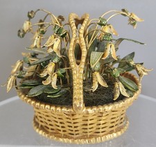 Vintage JANE HUTCHINSON Gorham Fluers Des Siecles Gold Plate Flowers In Basket picture