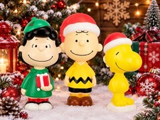 3pc set set blow Mold Peanuts Christmas Yard Decor Charlie Brown Snoopy Lucy 22” picture