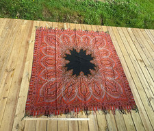 Vintage Antique Hand Woven Kashmir Paisley Shawl 70'' x 70'' Throw HAS TEAR picture