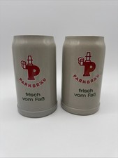 Set Of 2 Vintage Parkbräu Stoneware 1 Liter Beer Stein Mug Made In Germany 🇩🇪 picture