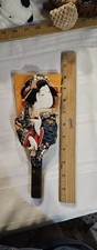 VTG Japanese Geisha Hagoita Cloth Silk Doll on Wooden Paddle Hangable picture