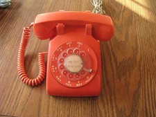 Vintage ITT Orange Rotary Dial Desk Telephone 1970s Retro Works picture